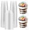 LOPYXBR 100 Stück Dessertgläser Plastik mit Deckel und Löffeln, 210 ml Runden Transparenter Kunststoff Dessertbecher, 7x5,5cm Wiederverwendbare Dessertgläser für Nachtisch Pudding Mousse Party