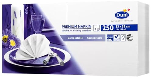 3-ply Duni 250 Large Premium Napkins (33cm 3ply), White