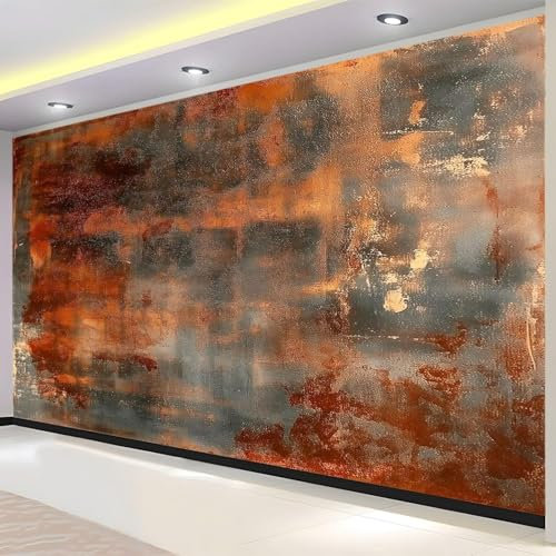 Luowenji Papier Peint Panoramique Métal Rouillé 350x256 cm 3D Papier Peint Intissé Modèle Rétro Industriel Photo Trompe l'oeil Poster Geant Mural Salon Chambre Enfant Chambre Décoration Murale a.3157