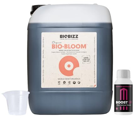 GROWMANIA Bio Bloom de BioBizz 5 l + échantillon Boost Up Nutrients + Verre doseur | Biobloom engrais organique extensible pour floraison Idéal pour grands jardins et potagers