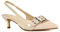 Women's Low Kitten Heel Pointed Toe Slingback Ladies Buckle Detail Nude Patent Court Shoes Size 5
