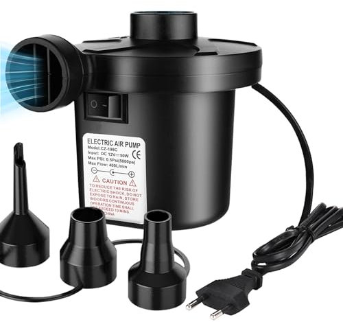 Herbst Elektrische Luftpumpe, 2 in 1 Luftpumpe Elektrisch mit 3 Düsen, Aufblasbar und Ablassen für Schwimmring, aufblasbare Kissen, Sofas