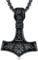 QHQPQ Black Thors Hammer Necklace for Men 925 Sterling Silver Viking Mjolnir Wolf Pendant Norse Pagan Jewellery Gifts for Women