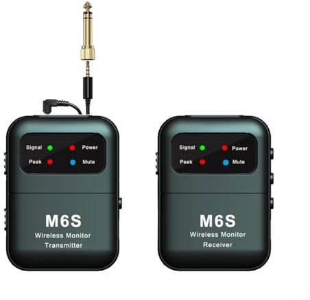 URPIZY Sistema di monitor in-ear wireless da 2,4 GHz con commutazione mono/stereo e ricevitore ricaricabile per studio live e musicisti