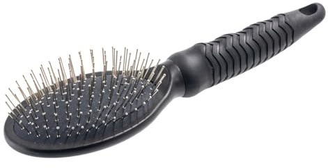 SOTNOS Single Sided Pin Brush for Dogs & Cats – Grooming Brush with Non-Slip Handle – Detangling, Shedding & Coat Care Tool – Ideal for Short to Long Hair – Available in Small & Large – Black_Large