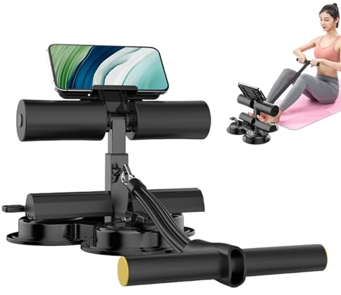 Bauchtrainer für Zuhause, Bauchmuskeltrainer Tragbare Sit-Up-Hilfe mit Drei Saugnäpfe und Handyhalterung Sit-Ups Assistent Gerät für Bauch Beine Po Training Home Gym