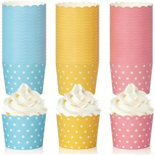 150 Stück Muffinförmchen Papier - 3 Farben | Extra Stabil und Dekorativ - Ideal für Cupcakes, Party und Buffet, Ohne Backblech