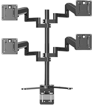 JEQGDLUI Four-screen monitor stand 4-screen computer splicing display base air pressure adjustment clamp table installation 17-32 four-screen