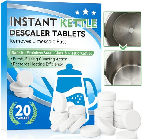 Wasserkocher-Entkalker-Tabletten (20 Stück) – Effektive Kalklöser für Wasserkocher, Kaffeemaschinen & Bügeleisen – Schnell löslich, gründliche Reinigung & verbesserte Heizleistung