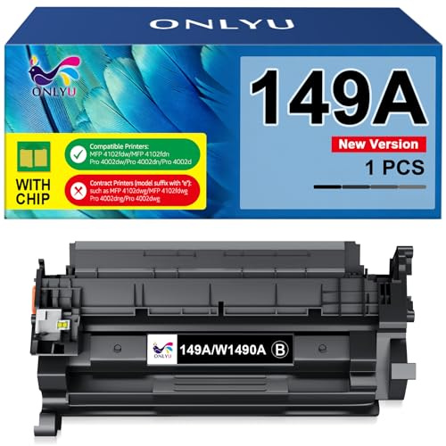 ONLYU 149A W1490A Toner mit Chip Kompatible mit HP 149A 149X Pro 4002dn | Kompatible für HP LaserJet Pro 4002dn Toner 4002dw 4002d 4002 MFP 4102fdw 4102dw 4102fdn W1490A W1490X (Schwarz)