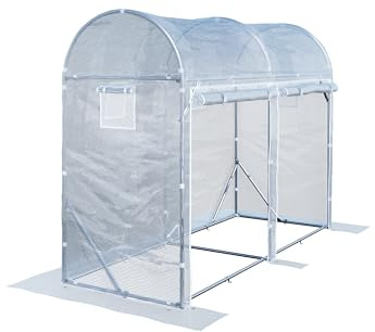 TOOLPORT Tomaten Foliengewächshaus 1x3 m PE 180 g/m² UV stabilisiert Folientunnel mit Stahlrahmen 2 m Stehhöhe Garten Gewächshaus Weiß