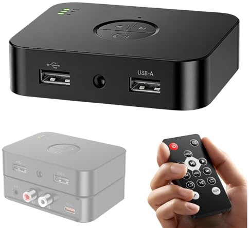 Bluetooth 6.0 Adapter Stereoanlage Mit Fernbedienung, Bluetooth Empfänger Mit Aux 3.5 MM RCA Klinke, HiFiBluetooth Receiver Mit 3D Surround, Drahtloser Audioadapter für Lautsprecher/Auto/TV