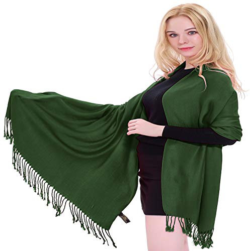 CJ Apparel Dunkelgrün Einfarbiges Design Nepalese Schal Schultertuch Wrap Stola Pashmina NEU