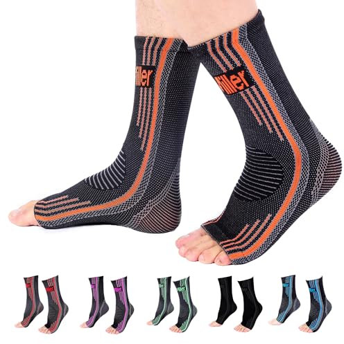 Doc Miller Orthopädische Klammern zur Unterstützung des Knöchels. Socken für geschwollenen Fuß Plantarfasziitis Achillessehnenentzündung Klein Orange