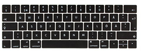 Batianda Swedish Waterproof Ultrathin Silicone Keyboard Cover Skin for Newest MacBook Pro 13 15 inch 2016 With Touch Bar & Touch ID Model:A1706 / A1707 (Black)