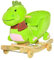 HOMCOM 2-IN-1 Schaukelpferd mit Räder Plüsch Schaukeltier Babyschaukel Spielzeug Grün 60 x 32 x 52 cm