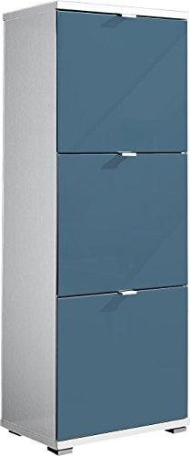 Germania 4-tlg. Schuhschrank-Set 8483-193 Colorado in Weiß/Petrol, 53 x 132 x 30 cm (BxHxT)