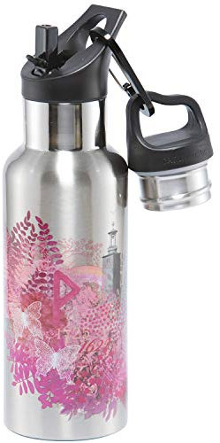 Carl Oscar schwedische Design doppelwandige Thermosflasche - Isolierflasche hält mehrere Stunden warm oder kalt. 0,5 Liter. Kommt mit 2 Kappen, eine mit Strohhalm. pink