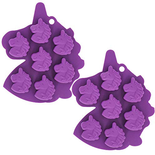 Fewo 2Pcs Mini Unicorn Head Ice Cube Tray, Unicorn Silicone Molds Set for Chocolate Candy Cake Cupcake Soap Baking Jello Cookie Wax Crayon Melts