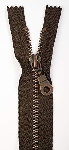 Jajasio 3 Stk. Reißverschluss Metall Altmessing nicht teilbar in 13 Farben braun 25cm Metallreißverschluss für Jacken Taschen Hose Geldböre Jeans