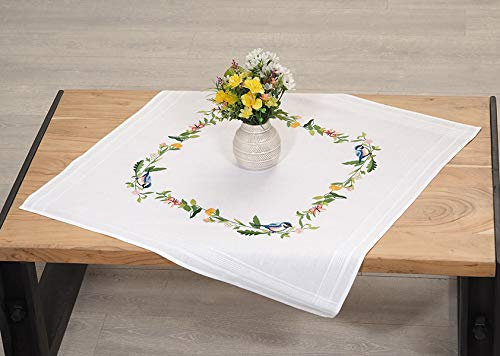 KAMACA Stickpackung Plattstich Stielstich vorgezeichnet Baumwolle komplettes Stickset mit Stickvorlage Stickerei-Kit zum Selbersticken Erwachsene (Heimische Vögel MD 80x80 MD)