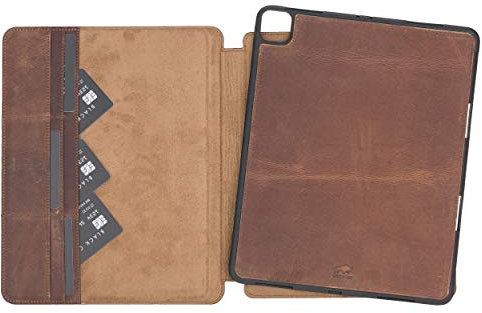 Solo Pelle magnetische abnehmbare Hülle geeignet für Apple iPad Pro 11 2020-2023 Hülle Echtleder Case aus echtem Leder. Unterstützt Pencil 2 und magnetisches Laden (Vintage Braun)