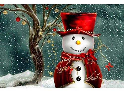 DIY 5D Diamant Malerei nach Zahlen Kits Schneemann Weihnachten Winter Schnee 30 x 40 cm Leinwand Full Drill Diamant Kunst Malen mit Diamanten Kristall Kreuzstich (Schneemann)