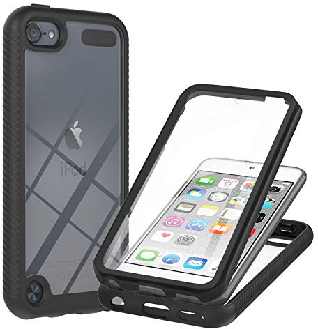 JZ 360 Degrees Front & Back Transparent Phone Hülle for Für iPod Touch 7/6 / 5 Full Screen Coverage Hülle - Black
