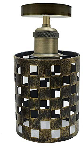 LEDSone Brushed Brass Square E27 Deckenleuchte Retro Unterputz Deckenleuchtenschirm Fitting