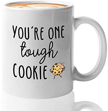 Tazza da caffè per amanti dei biscotti, con scritta You're One Tough Cookie, con scritta Get Well Soon Food Cook Kitchen Cake Chocolate Chip, 325 ml, colore: bianco
