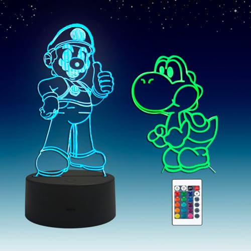 Sosowlight 2 in 1,3D Illusions LED Anime Lampe,16 Farben RGB Fernbedienung,Schlafzimmer Nachtlicht für Jungen