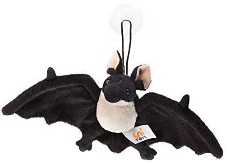 Uni-Toys - Fledermaus, klein - schwarz-weiß - Mit Saugnapf - 23 cm (Breite) - Plüschtier, Kuscheltier