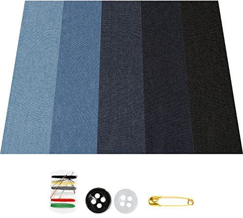 KINBOM 5 Rolls 20.5x3.15inch Iron on Patches, Denim Iron on Patches 5 Shades Denim Patches Kit for Inside Jeans Clothing Repair