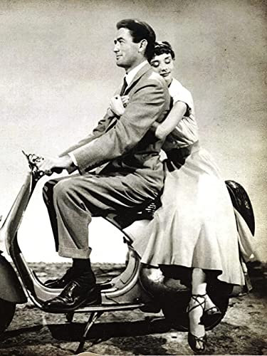 Krzna GemäLde Auf Leinwand Bild im Vintage-Stil Gregory Peck und Audrey Hepburn im Film for Family Decor Wandkunst Malerei Poster Druckt Bilder 15.7x23.6(40x60cm) Kein Rahmen