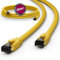 HB-DIGITAL Cable de red LAN CAT 8, 0,25 m, AWG 24 S/FTP LSZH 40 Gbps 2000 MHz, certificado GHMT, cobre puro con conector RJ45 chapado en oro para conmutador, router, módem, PC, color amarillo