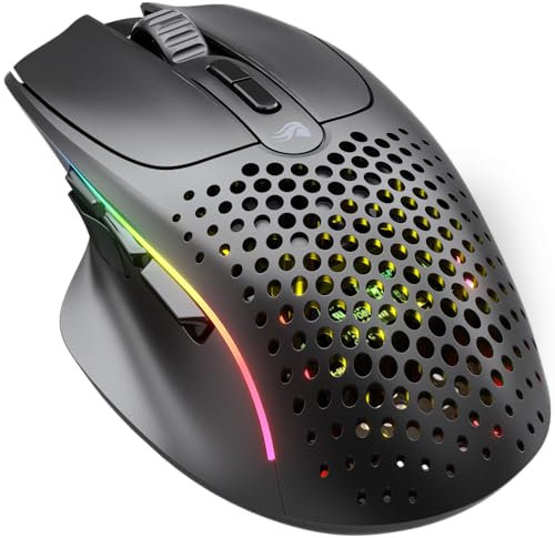 Glorious Gaming Model I 2 Wireless Ratón gaming inalámbrico - Híbrido 2,4 GHz y Bluetooth, superligero, 9 botones (2 intercambiables), RGB, gran batería, MMO/MOBA/FPS, reposapulgares lateral - Negro