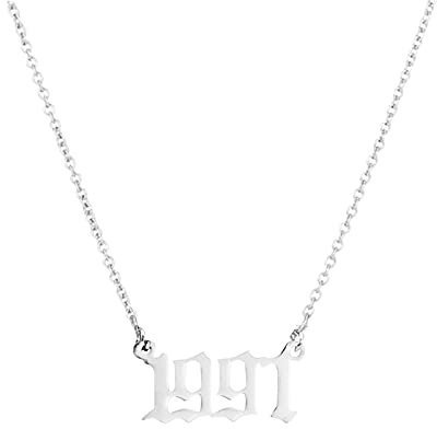 Yowablo Jahr für Frauen Kette Geschenk zum personalisierten Geburtstag Custom 1993 Ziffer Jahr 1980 Halsketten Anhänger Ketten Mit Perlen