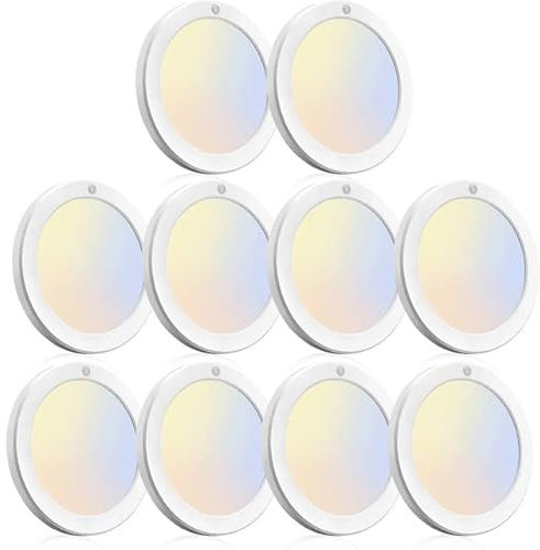 10pcs Led Deckenleuchte mit Bewegungsmelder 18W, 3000K/4000K/6000K Rund Led Lampe 1600LM, IP44 Wasserfest Badezimmer Lampe, Ultra Dünn Modern Weiß Deckenlampe Led Für Flur/KüChe/Keller/Balkon, ø23cm