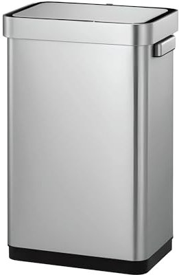 EKO Deluxe Mirage T Sensor Bin, Large 50 Litre Capacity, Brushed Stainless Steel Hands Free Motion Sensor Bin With An Interactive Display, Soft Close, Brushed Stainless Steel