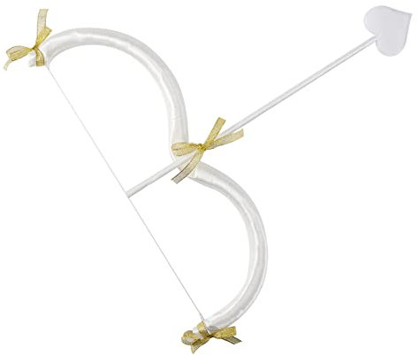 Niceyoeuk Amor Bogen Pfeil Set Valentinstag Rot Amor Kostüm Cosplay Zubehör Foto Requisiten Halloween Party Performance Supplies für Erwachsene Kinder (Weiß, Einheitsgröße)