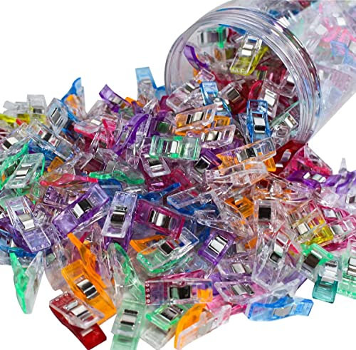 Nähklammern, 100 Stück, Nähklammern für Stoff, Stoffklammern zum Nähen und Quilten, Quilt-Clips zum Binden, Nähzubehör und Zubehör (9 Farben)