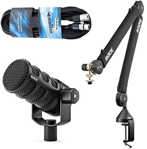 RØDE Rode Podmic USB XLR Microphone + PSA-1+ Plus Articulated Arm Tripod + Keepdrum XLR Cable
