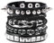MILAKOO 4 Stk.gewebtes Lederarmband Holzperlenmanschette Herren Nieten Punk Wickelarmband Set，B11