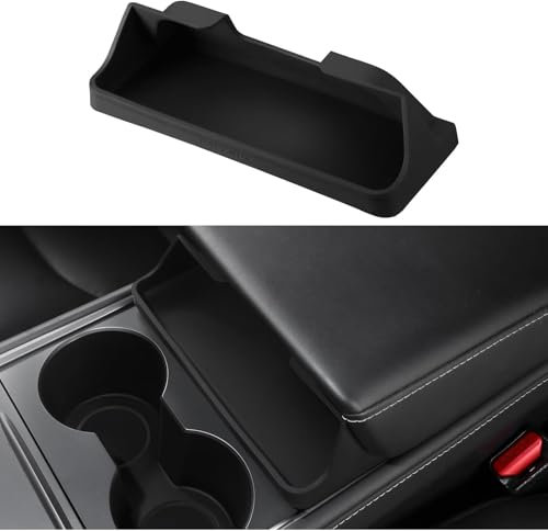 BASENOR Center Console Sunglasses Holder for Model 3 Model Y Armrest Box Silicone Eyeglasses Storage Box Key Card Phone Holder Fit for Tesla Accessories 2021-2025(Doesn't Fit the Model 3 Highland)