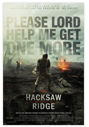 EMIGOS Hacksaw Ridge Poster, Leinwand, Poster, Wandkunst, Dekordruck, Bild, Gemälde für Wohnzimmer, Schlafzimmer, Dekoration, ungerahmt, 60 x 90 cm