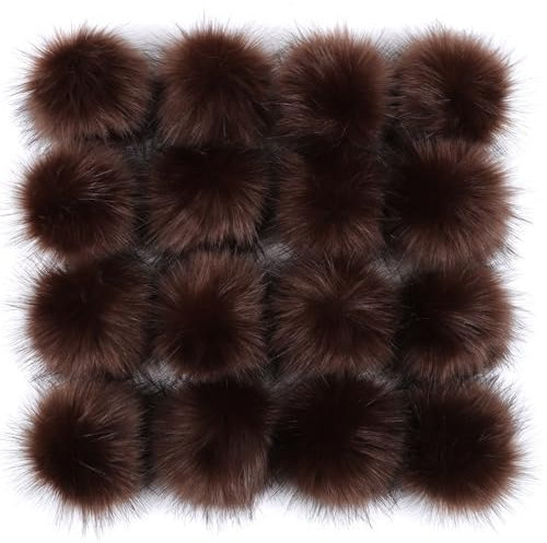 6 Stück 15-18cm Kunstfell Pompons, Kunstfell Bommeln zum Basteln, Künstliche Fellbommel Flauschige Bommel Pom Pom zum Basteln DIY Kreative Handwerk Mützen Handschuhe Tasche Anhängern Dekor,Braun