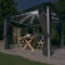 Gecheer Gazebo con Tende e Luci LED,Gazebo da Esterno,Gazebo Pergola con Telo,Padiglione da Giardino,Tenda per Feste,Gazebo per Barbecue,Gazebo con zanzariera,Gazebo 3x3 m Antracite in Alluminio
