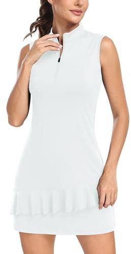 MoFiz Abito Tennis Donna Vestito Polo Estivo Lavoro Abito Senza Maniche Sportivo Golf Dress con Pantaloncini