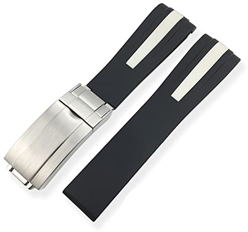 ZUC 20mm 21mm Silikonkautschukuhr-Bands Sport geeignet für Iwc markieren DER KLEINE PRINZ Groß Spitfire TimeZone Watch Zubehör(Black white line,22mm)
