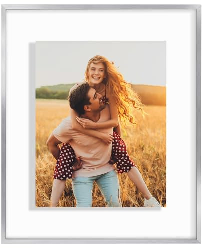 Americanflat Schwebender Aluminium-Bilderrahmen mit bruchfestem Glas, 40,6 x 50,8 cm, Verwendung als 40,6 x 50,8 cm Bilderrahmen oder 28,9 x 35,6 cm – Signature Float Collection – Bilderrahmen für